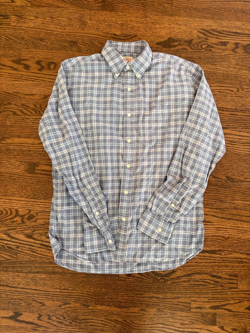 Men's Faherty Medium Blue Plaid Button-Down Shirt